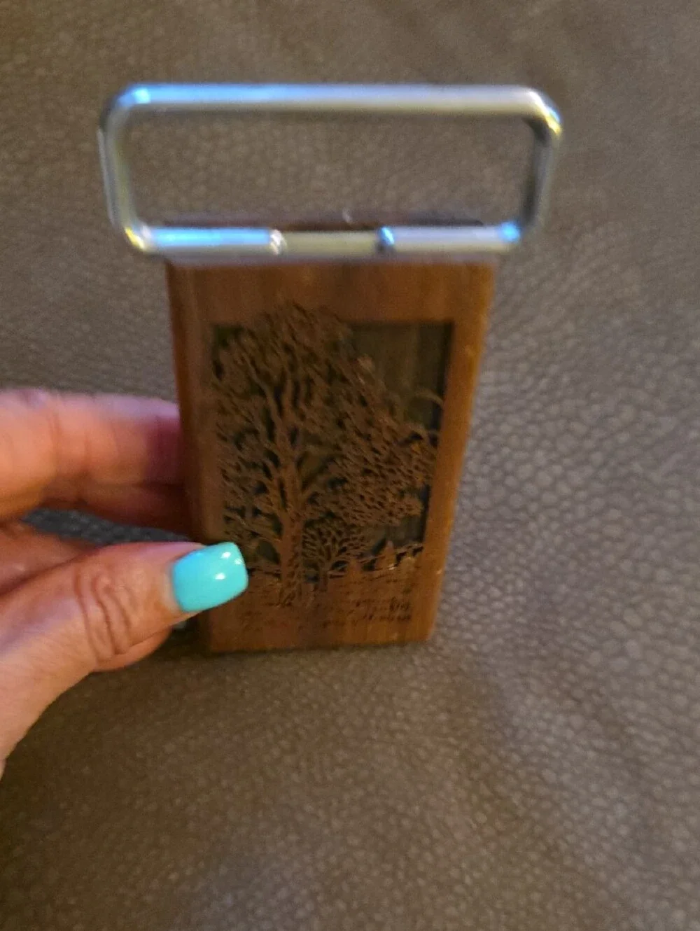Lasercraft Cork Puller Solid Walnut Engraved with Tree Design: Mid- Century